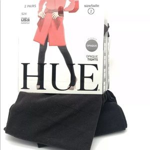 HUE Pack Of 2 Espresso Black Opaque Tights Sz 2
